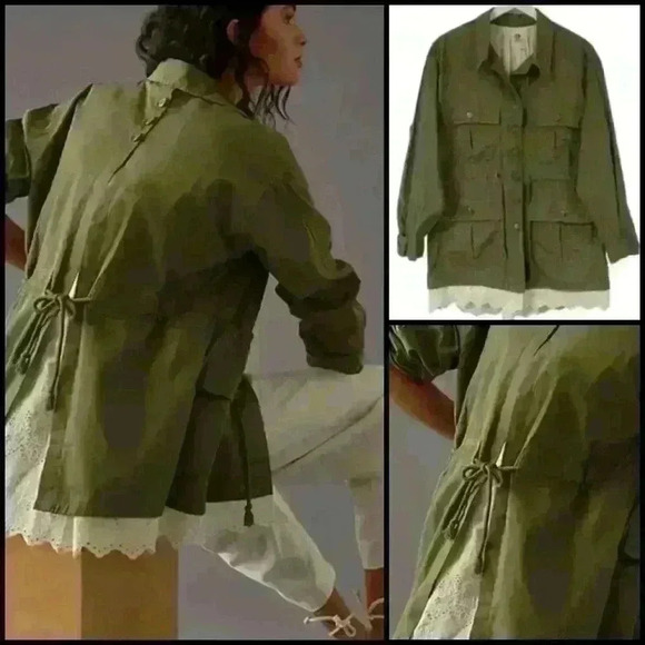 Anthropologie Jackets & Blazers - ANTHROPOLOGIE TINY CHARLIE EYELET UTILITY GORPCORE JACKET MOSS GREEN SIZE S